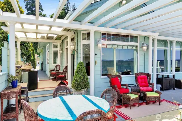 The deck can be accessed from the front of the property and features a fenced and gated area for pets