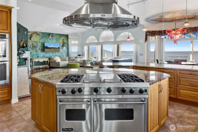 Note the Viking range with double ovens and don't miss the double all ovens...4 ovens in total!