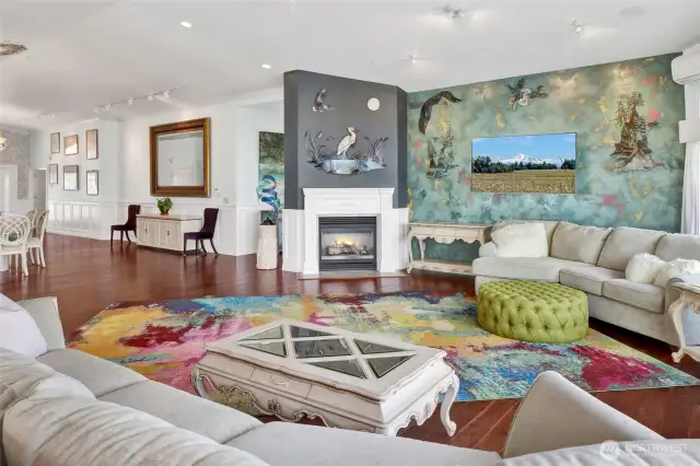 Cozy fireplace in the great room