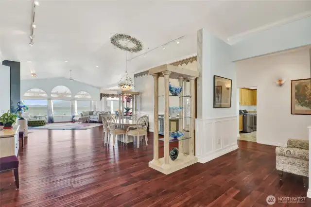 The open floor plan is built to maximize the views of the water from all angles