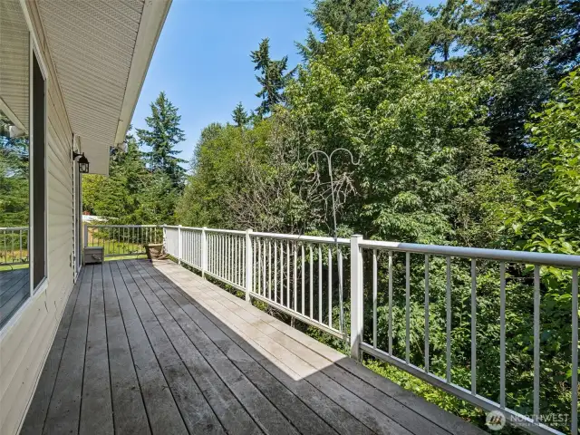 South facing deck offers beautiful sunny mornings and shade in the evening when you need to cool down...