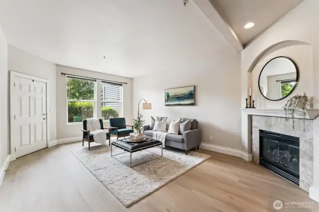 Electric fire place for a cozy evening.