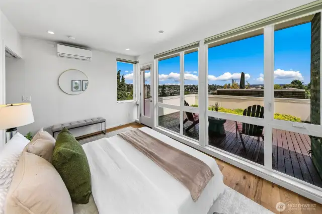 Wake up to the outdoors. Floor-to-ceiling windows and direct terrace access bring light, air, and nature into the primary suite—creating a seamless extension of your private retreat at Harold’s Place.