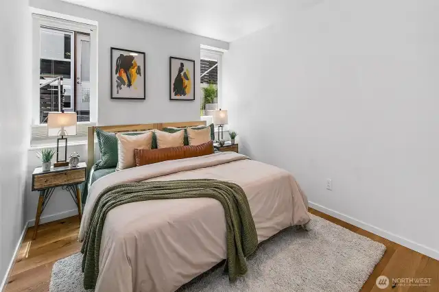 Comfortable, quiet, and tucked away. This lower-level bedroom offers privacy and calm—ideal for guests, housemates, or as a peaceful retreat within a flexible floorplan.