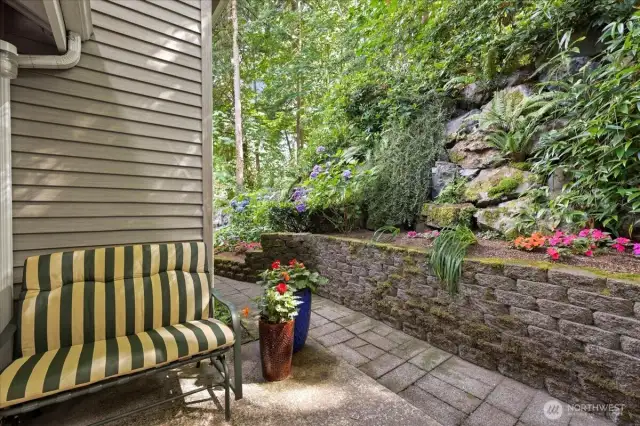 Private patio backs up to Inglemoor Golf Course.