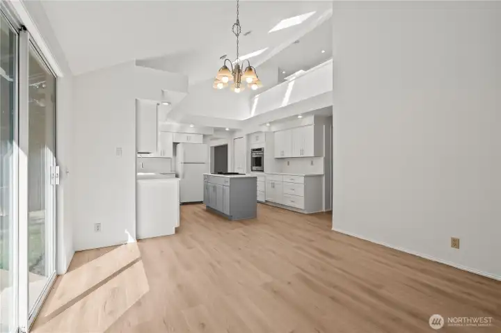 Breakfast nook with slider off to rear yard on left