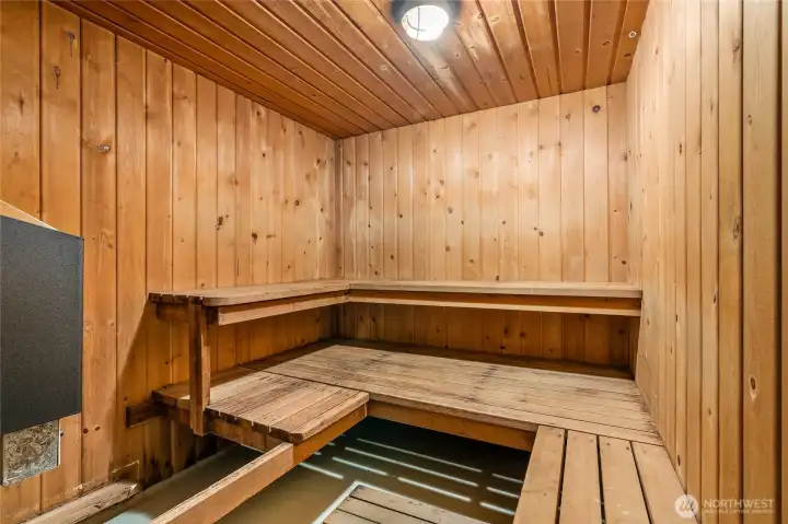 Building sauna, perfect for Seattle winters.