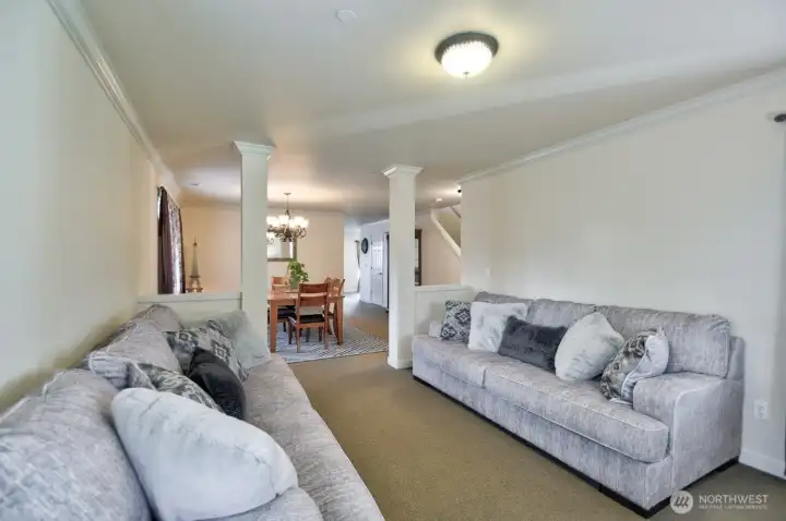 Front room open to dining room.