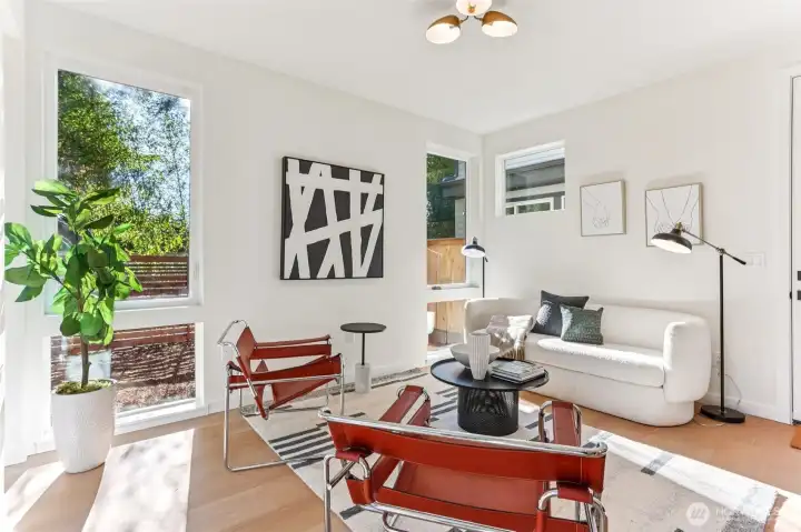 Living Room with Oak Hardwoods