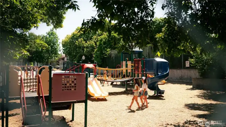 Coe Elementary playground is like a giant  play park just around the corner!