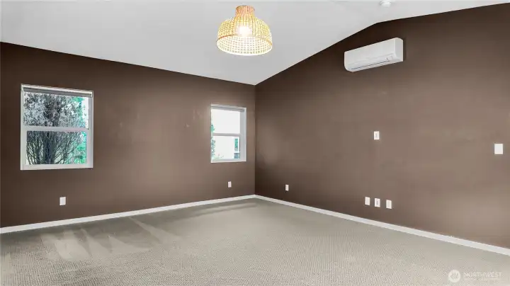 Another view of master bedroom with vaulted ceiling