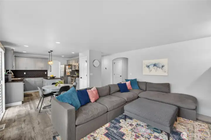 Kitchen and family greatroom.