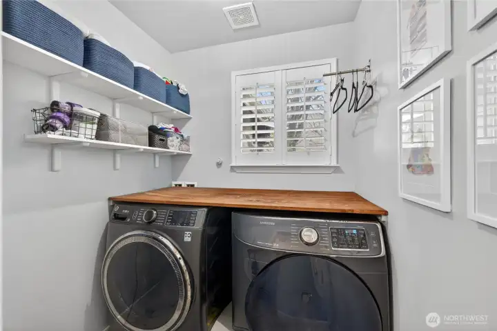 Laundry room is in the powder room on the main level.