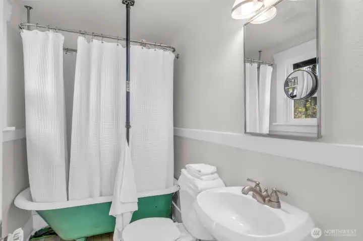 Bathroom window looks toward the back yard.