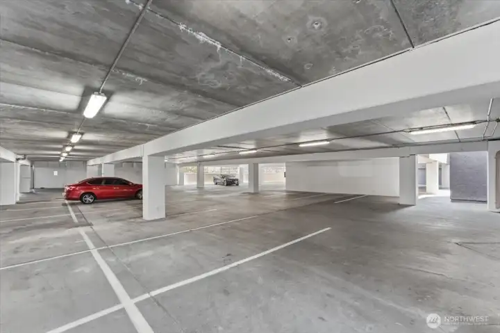 Covered parking garage provides easy year-round access for owners and vacation guests.