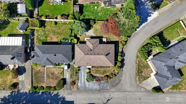 Looking down at the home