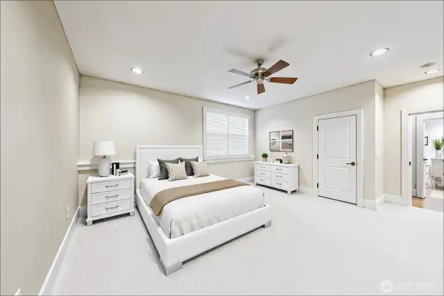 Lower level bedroom or large enough it could be a media room.