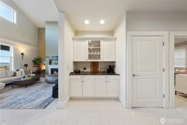 Bar area and door to laundry.