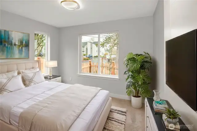 Large ground level bathroom (virtually staged)