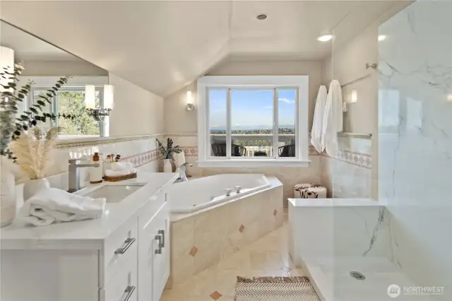 Primary bath with views