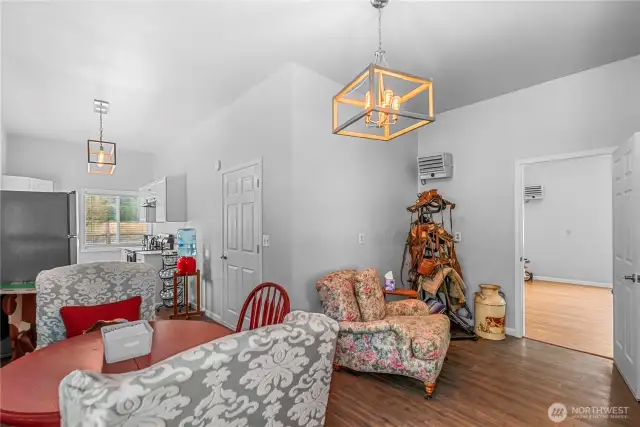 Detached garage living room and dining room area