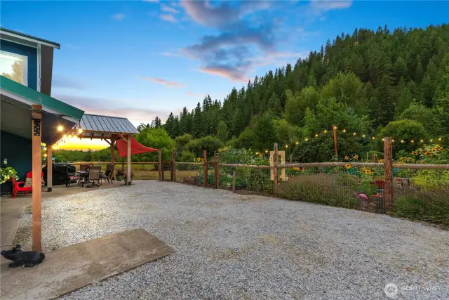 Backyard and patio pavilion