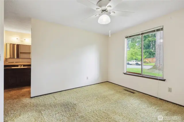 3/4 bath in the Primary- "hotel style" with the sink area away separate from the commode/shower area.  Second closet to the left.