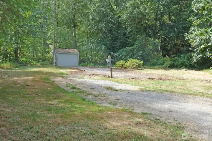 Underground utilities (power, cable, water and phone). This is where a manufactured home was just removed (8/2025).