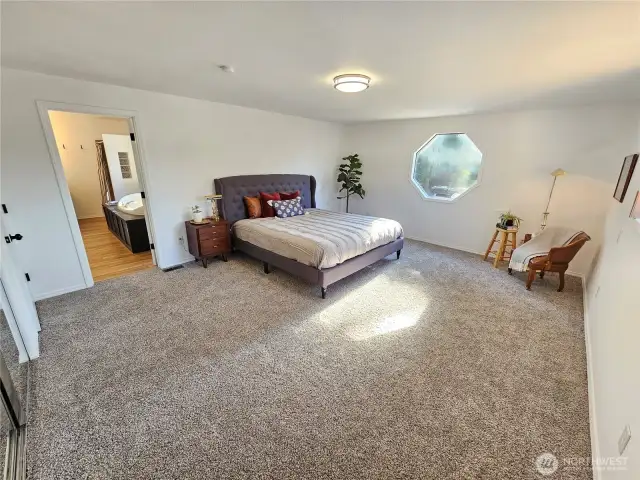 Large master bedroom with attached 5 piece bath.