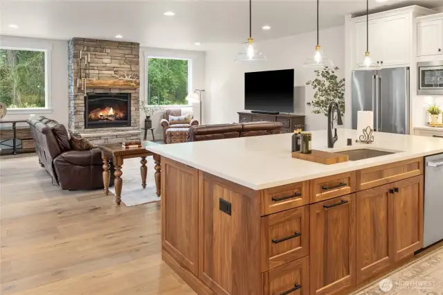 Open concept kitchen, dining, and living room