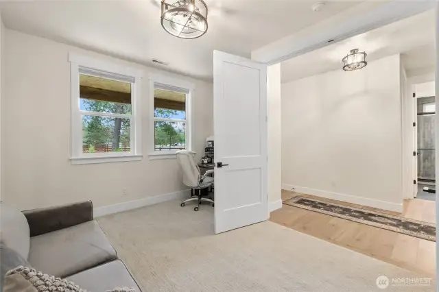 Guestroom, office, or den - whatever you need.  There's an office area behind the door and additional plugs in the closet for office equipment so you can hide it away.