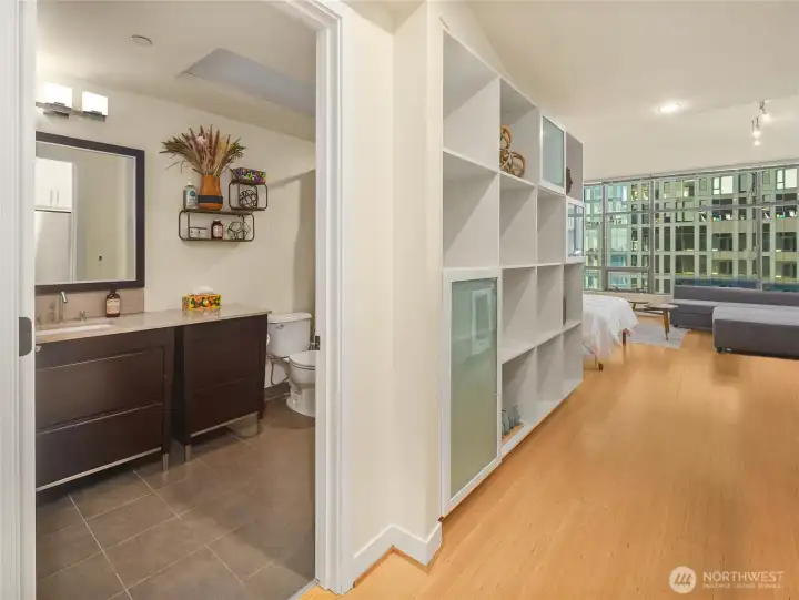 Not picture, entry and hallway offer additional coat closet and built-in storage