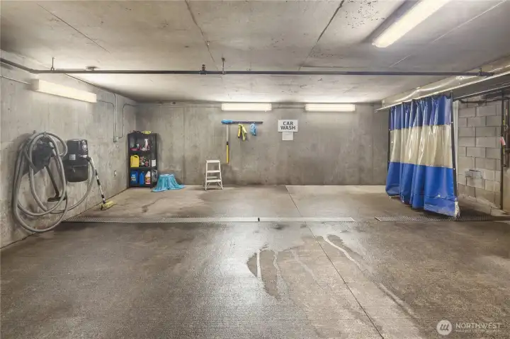 Car wash with all the fixings directly across from your parking spot