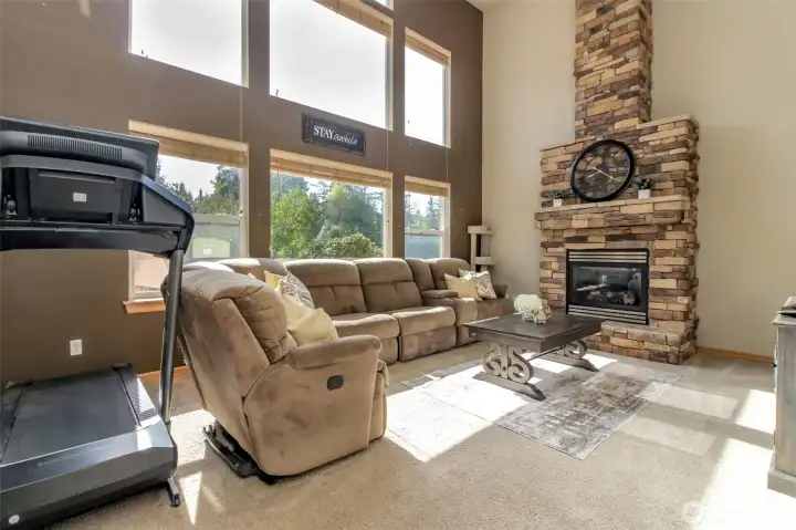 This view of the family room is from the kitchen.