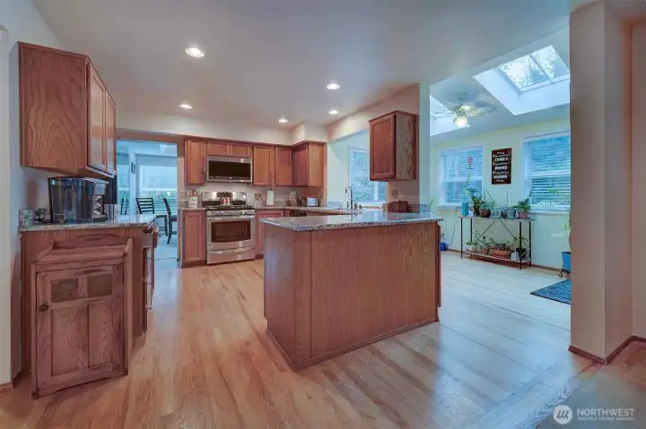 View of kitchen from family room