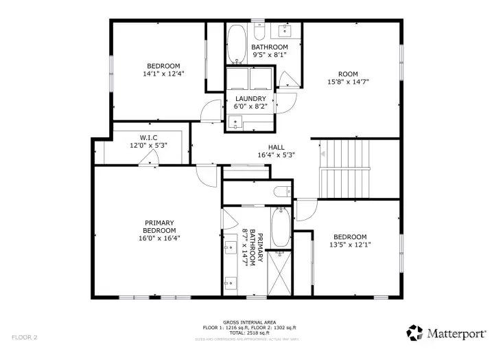 Upper Floor Plan - three bedrooms and flexible bonus room space.