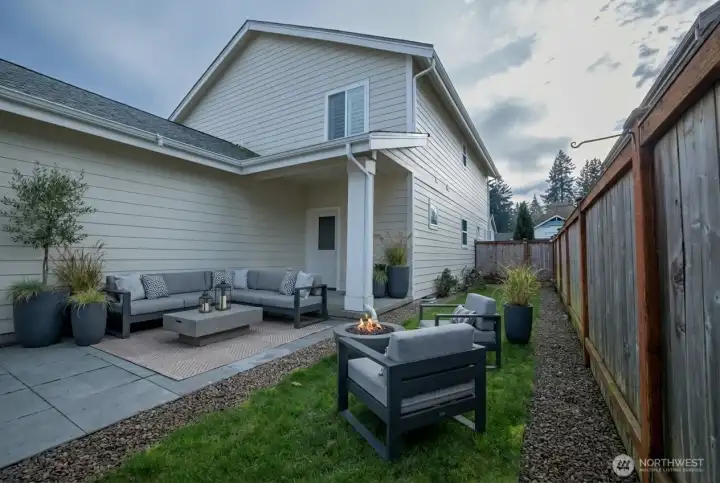 Extended patio offers great space to create your ideal outdoor living room.