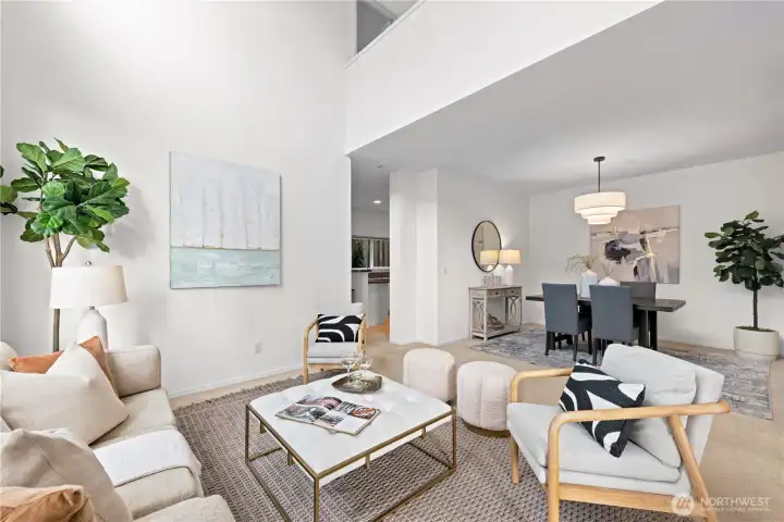 Living room is adjacent to a formal dining room.