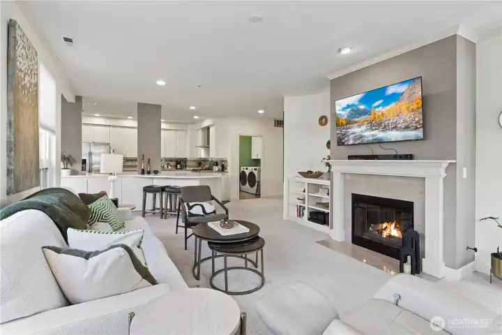 Inviting living room with gas fireplace