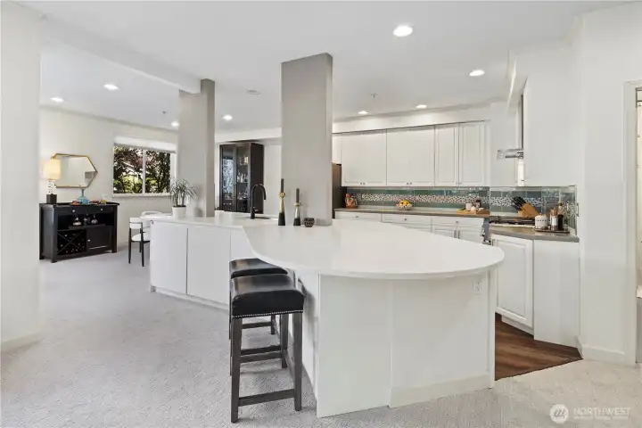 Custom large island counter perfect for entertaining