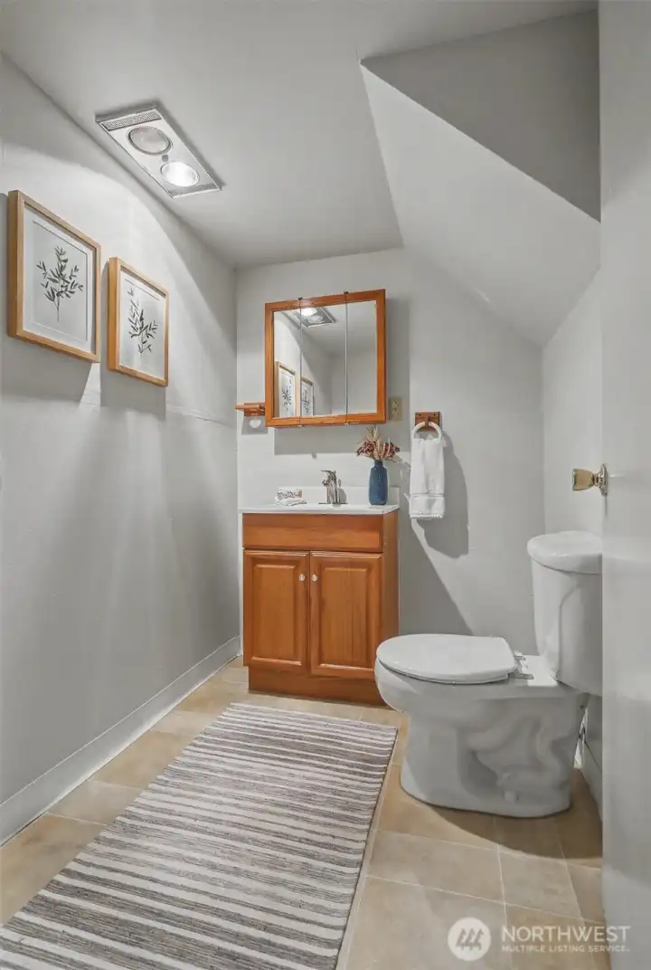 The lower level has a half-bath.