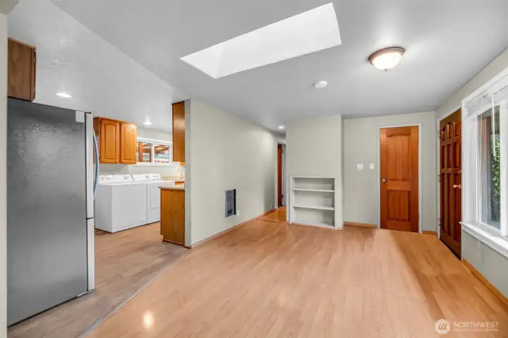 Large area for dining & living room area with plenty of large windows