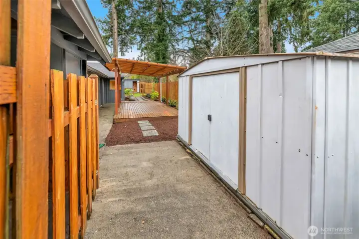 two sheds in the backyard