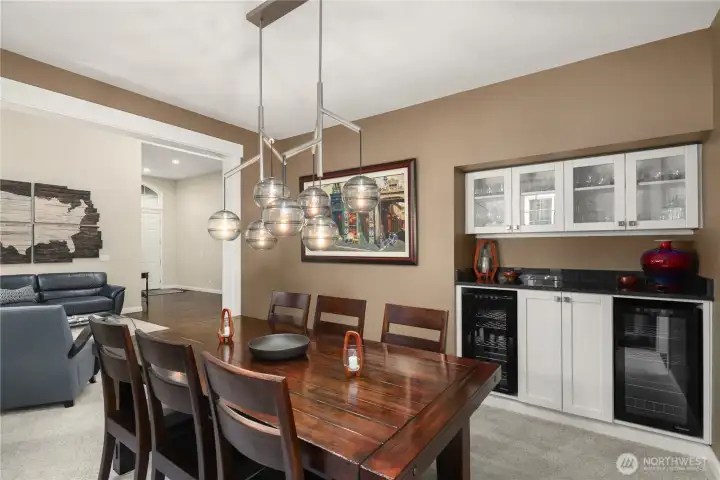 Custom built-in buffet with dual beverage chillers.