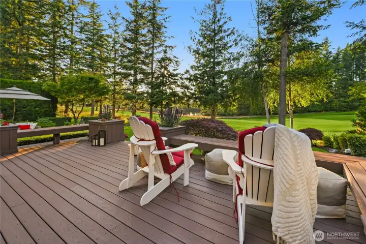 Enjoy front-row views of the golf course from your deck.