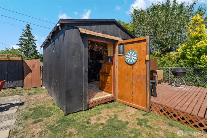 man cave or she shed that has power access