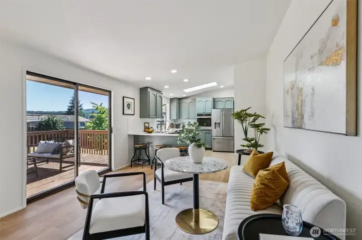 Great Room with access to backyard and large deck.