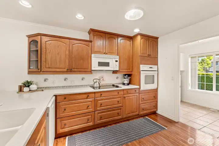 Kitchen with door to utility room and garage