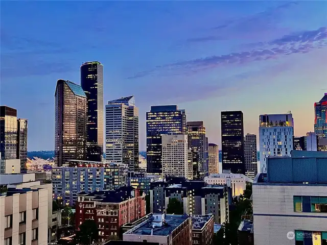 Huge downtown Seattle views incl peak of Sound