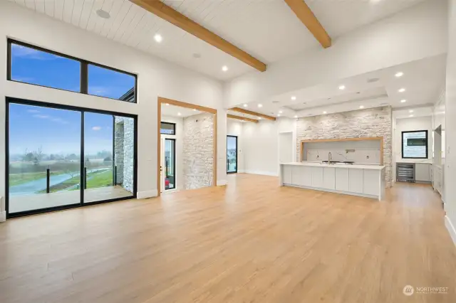 Views of Birch Bay from the living room and kitchen.